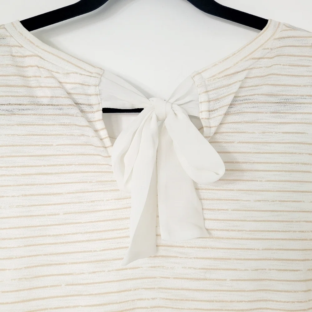 LC Lauren Conrad Cream & Tan Lace Hem Tunic Size Medium - Picture 5 of 10